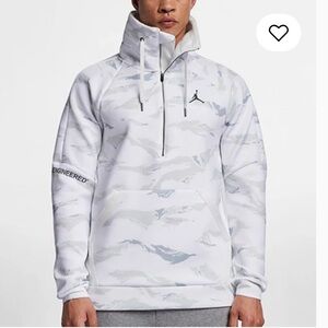AIR JORDAN White Camouflage Half-Zipper Fleece Lined Sports Pullover Jacket